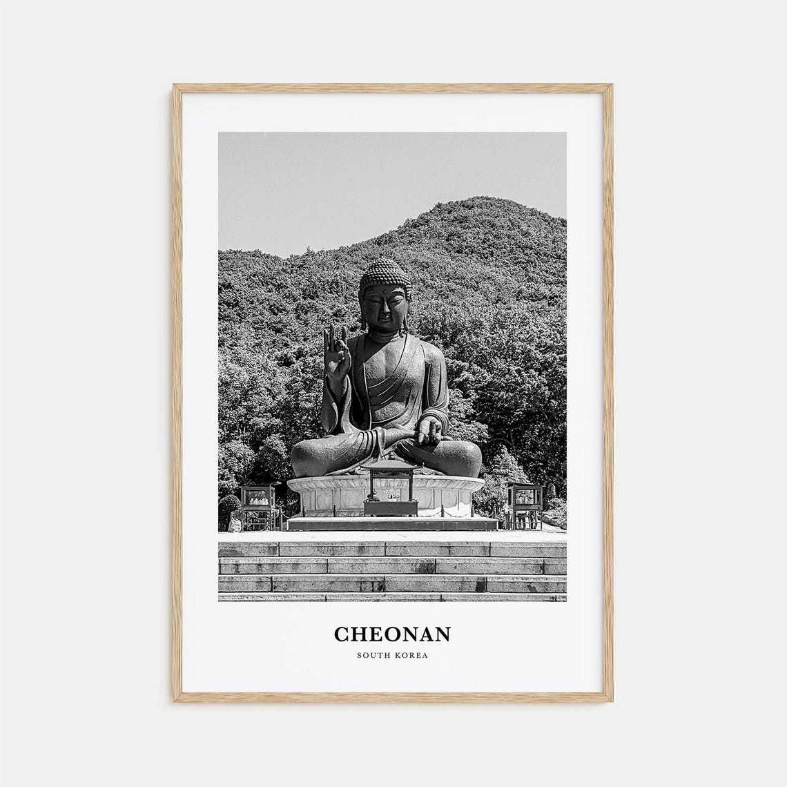 Cheonan South Korea Giant Seated Buddha Statue Mountain Poster