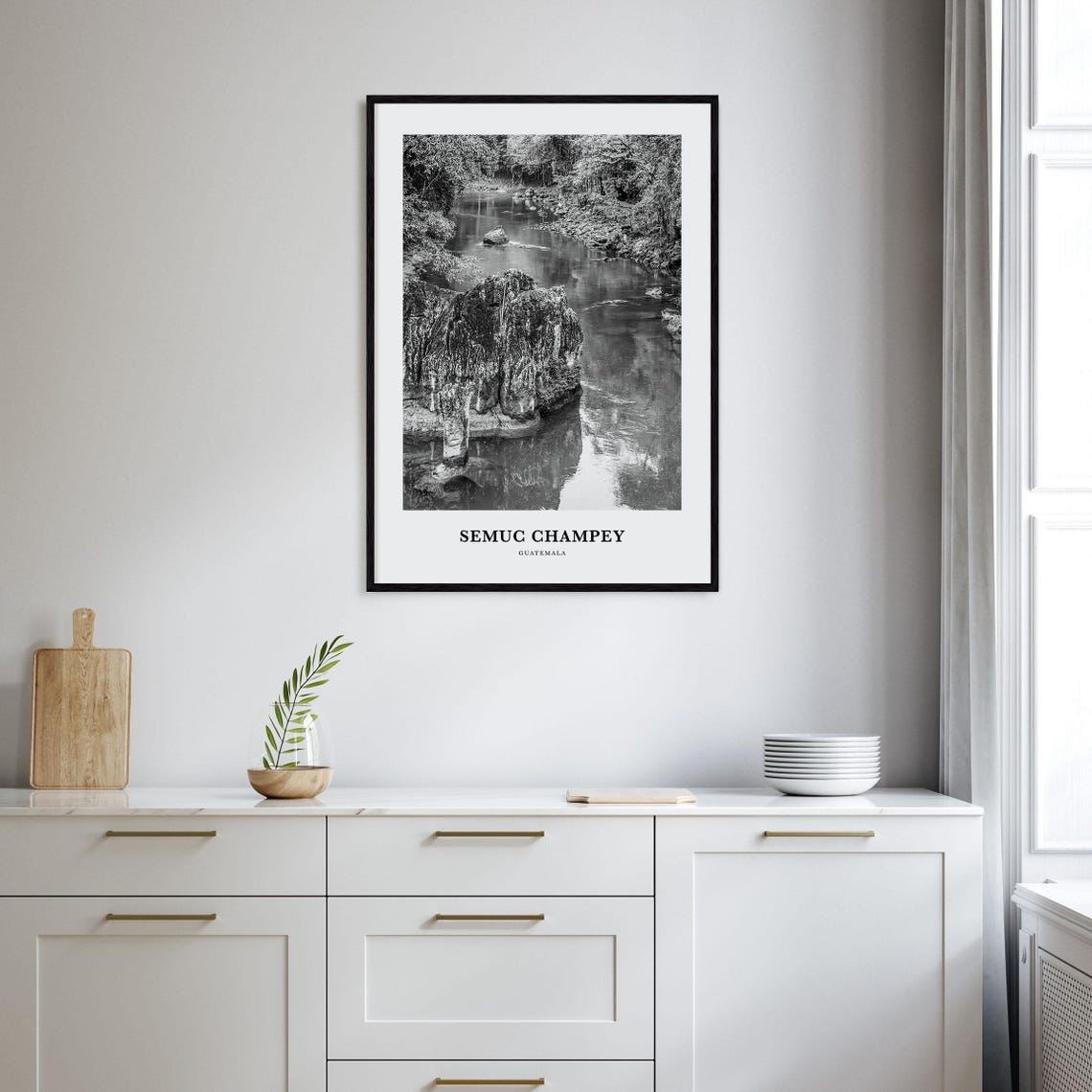 Semuc Champey Guatemala Jungle River Limestone Rock Black White Poster - Image 2