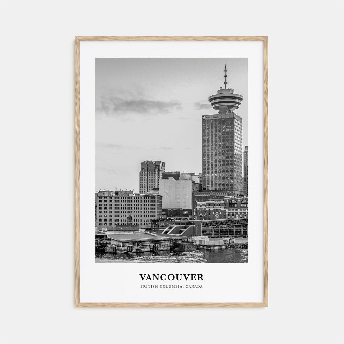 Vancouver Canada Harbour Centre Tower Waterfront Monochrome Poster