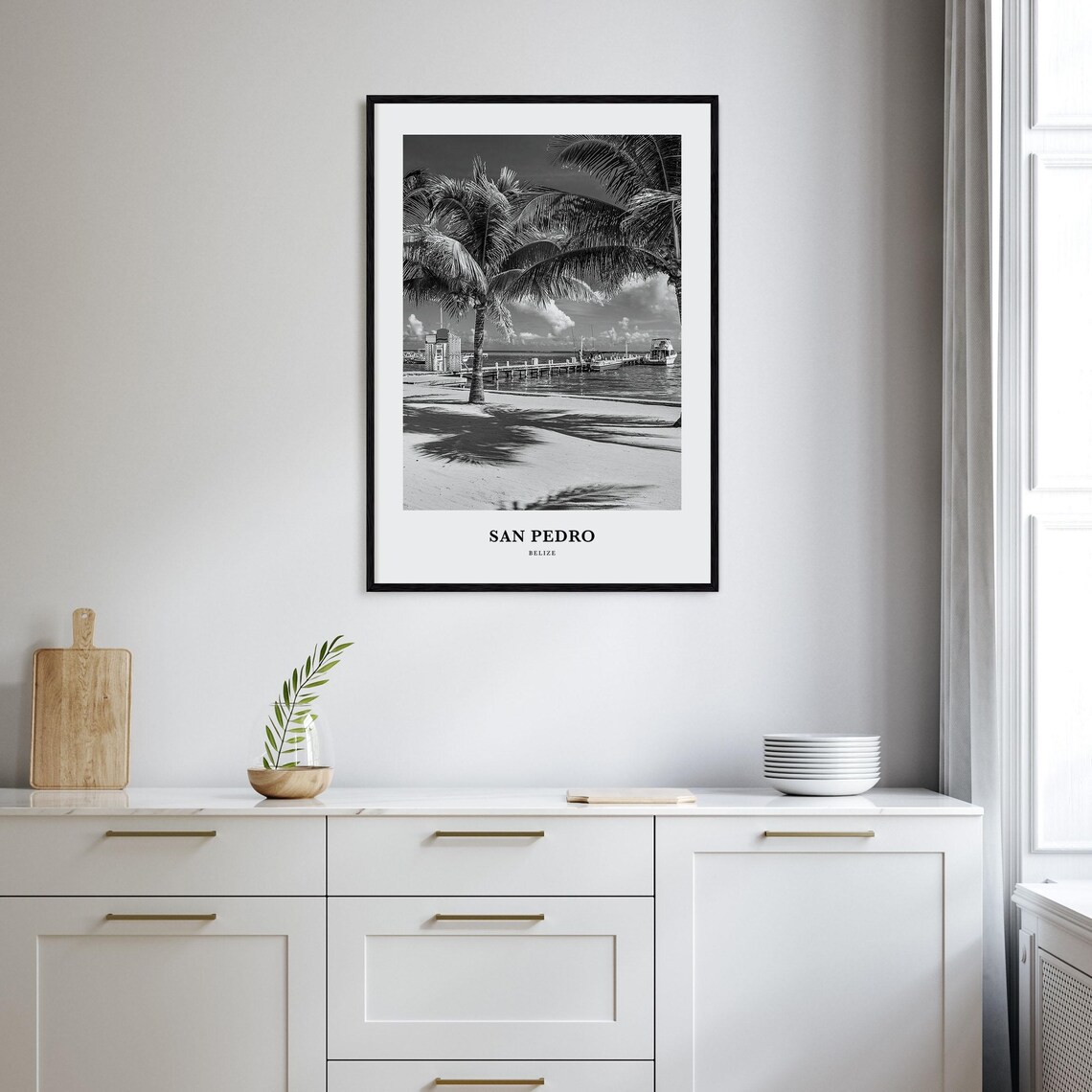San Pedro Belize Beach Palms Beside the Wooden Fishing Pier Poster - Image 2