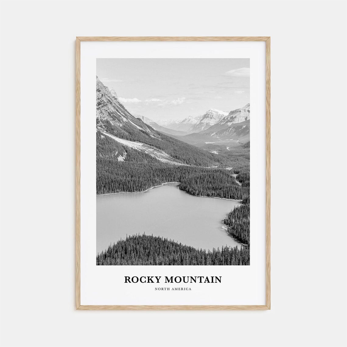 Rocky Mountain North America Alpine Lake Black And White Photo Poster