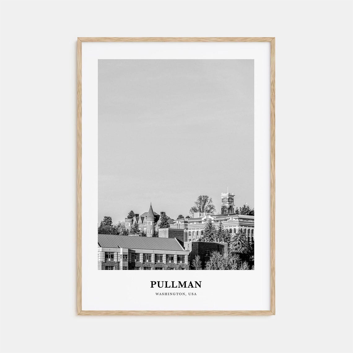 Pullman Washington USA College Campus Skyline Photography Poster