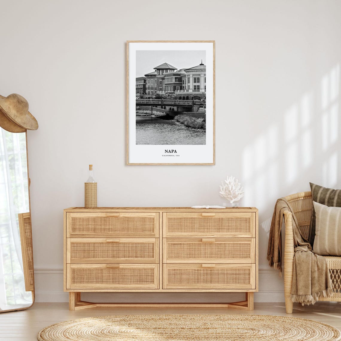 Napa California Riverfront Historic Buildings Black White Print - Image 3