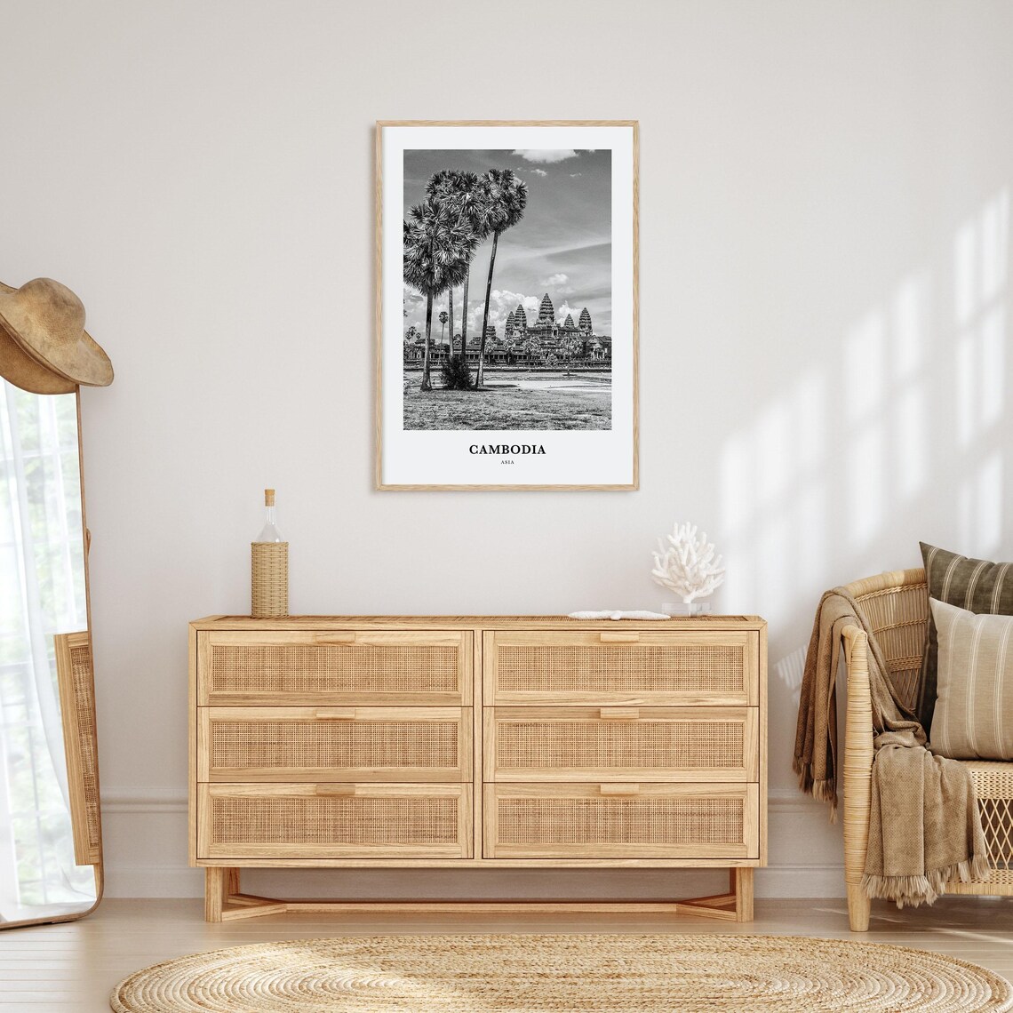Angkor Wat Cambodia Temple Towers Black and White Travel Poster - Image 3