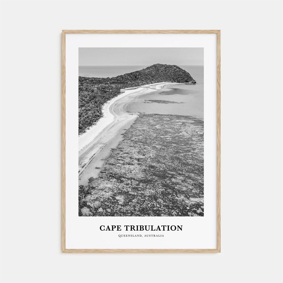 Cape Tribulation Queensland Australia Aerial Beach Monochrome Poster