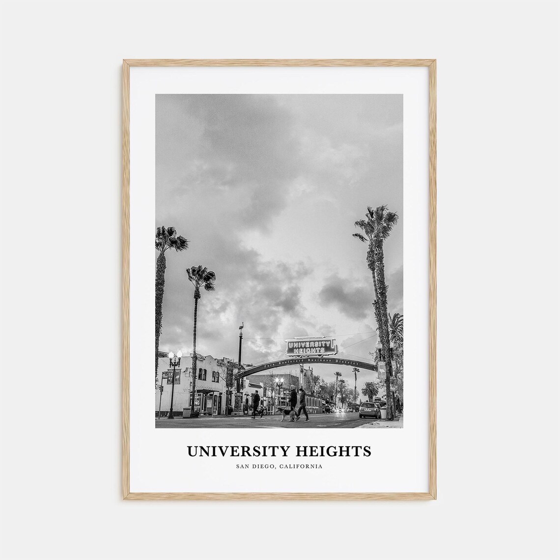 University Heights San Diego Arch Sign Black and White Poster