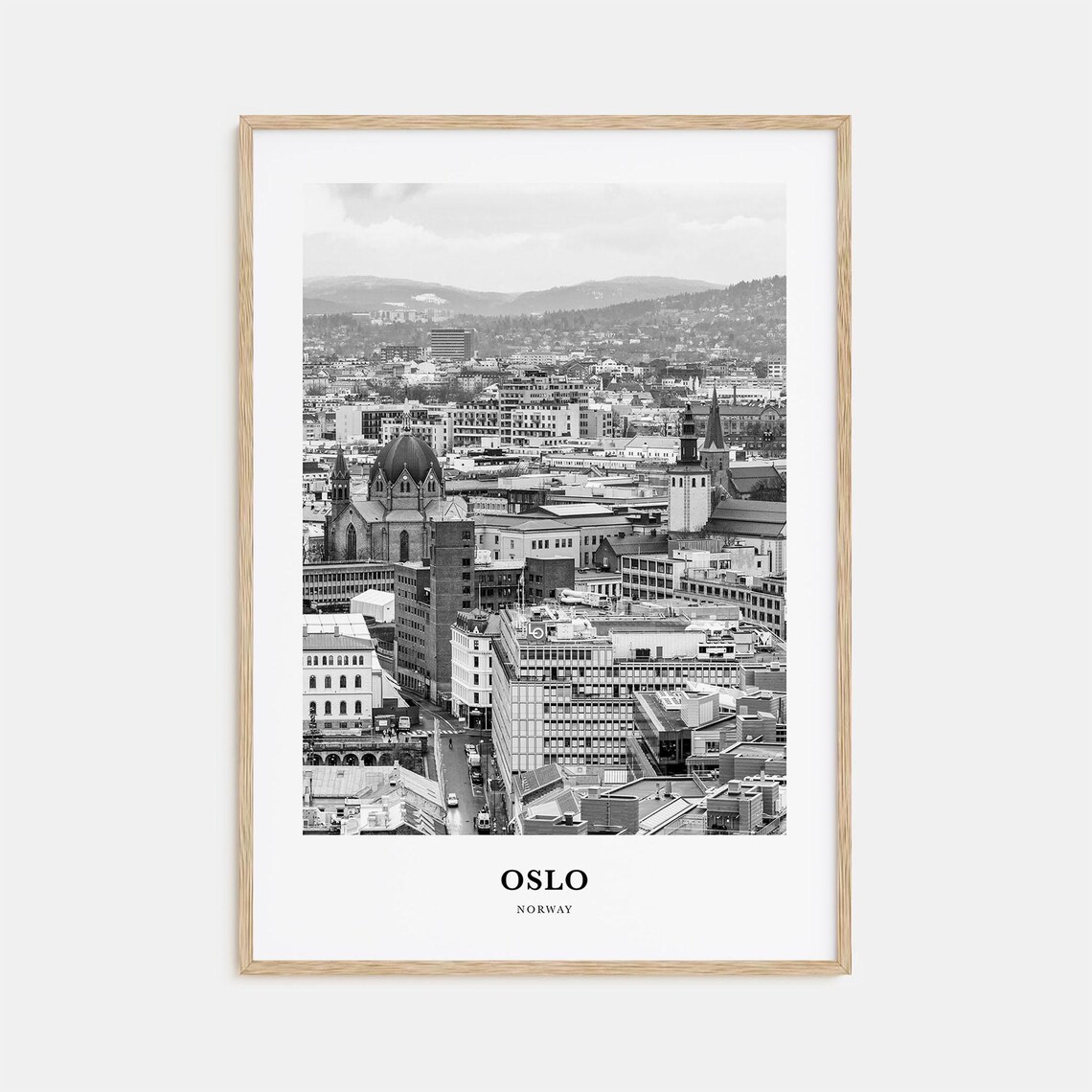 Oslo Cityscape Norway Old Town Church Towers Travel Photography Poster
