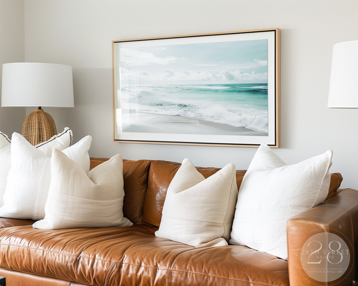 Turquoise Ocean Waves White Sand Beach Aerial Coastal Summer Poster - Image 3