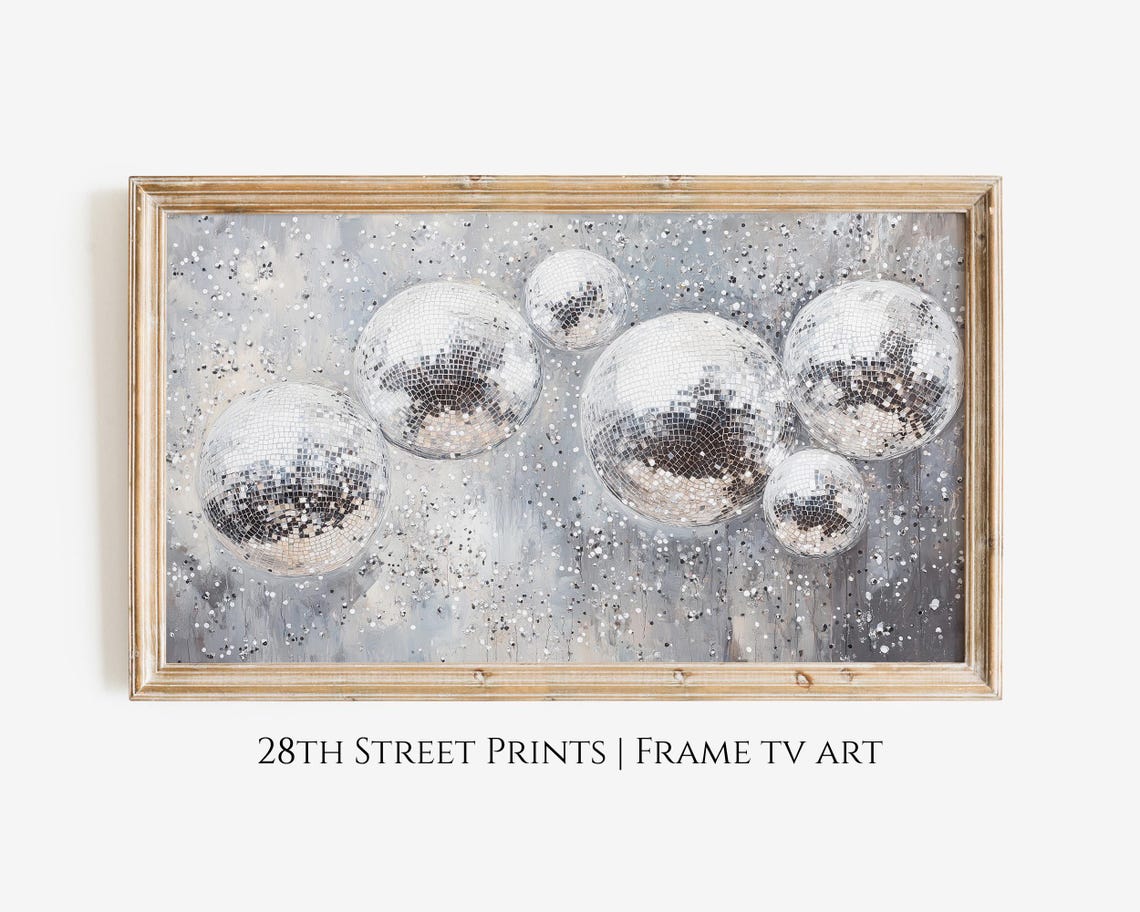 Silver Disco Ball Confetti New Years Eve Party Celebration Poster