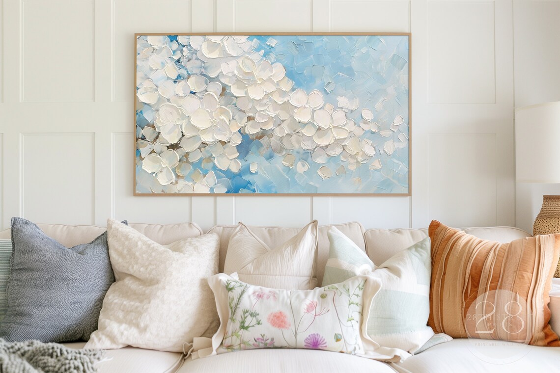 Spring Floral Art Print, White Petals Decor - Image 3