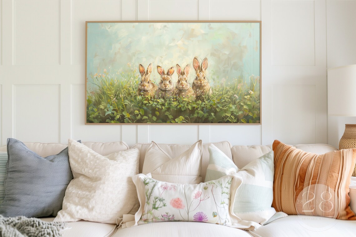 Easter Bunnies Spring Art Print - Image 2