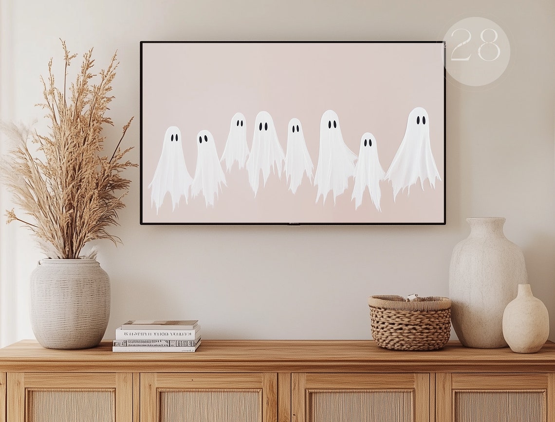 Halloween Frame Tv Art Neutral Halloween Cute Ghosts Halloween Halloween Ghost Pastel Halloween Frame Tv Art - Image 3