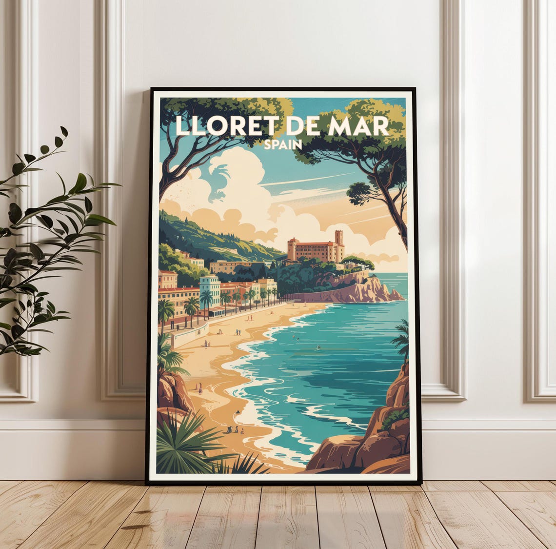 Lloret De Mar Spain Beach Cove Coastline Retro Travel Poster