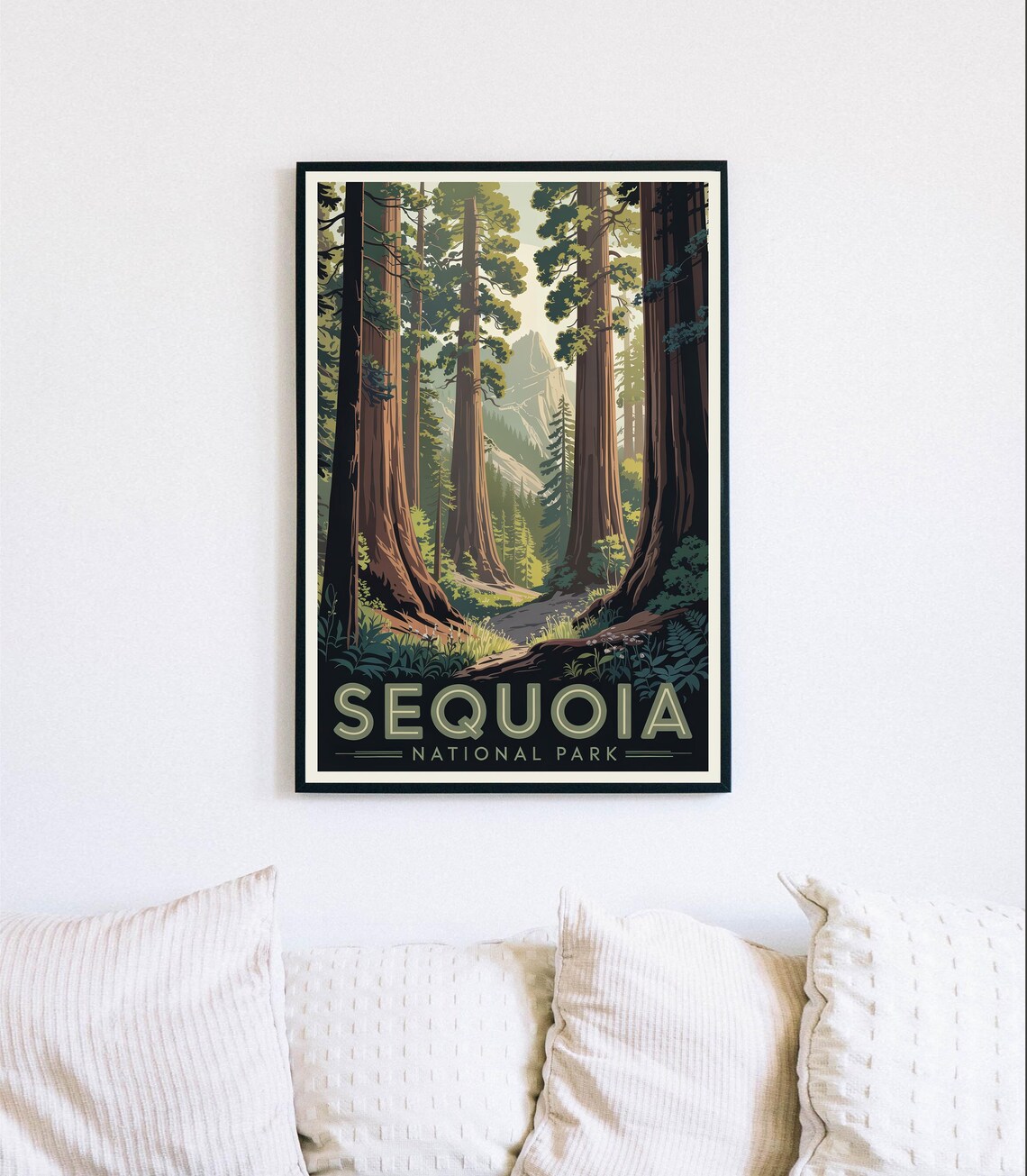 Sequoia National Park Towering Redwoods Forest Trail Travel Poster