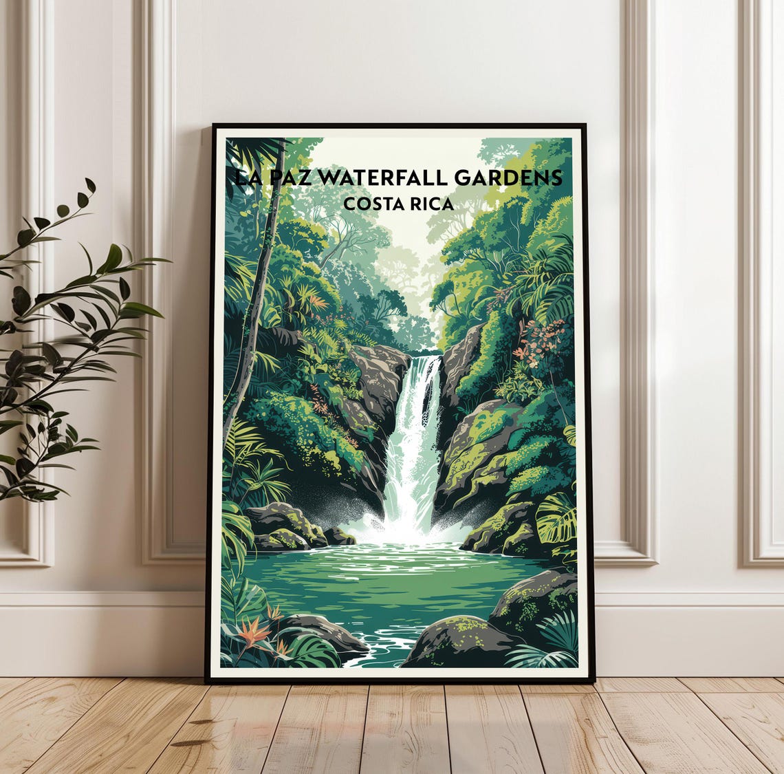 La Paz Waterfall Gardens Costa Rica Jungle Falls Travel Poster