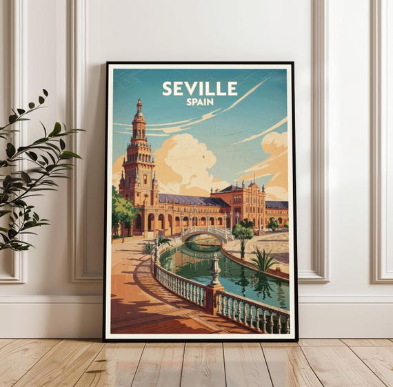 Seville Poster Travel Spain Print Wall Art City Gift Illustration