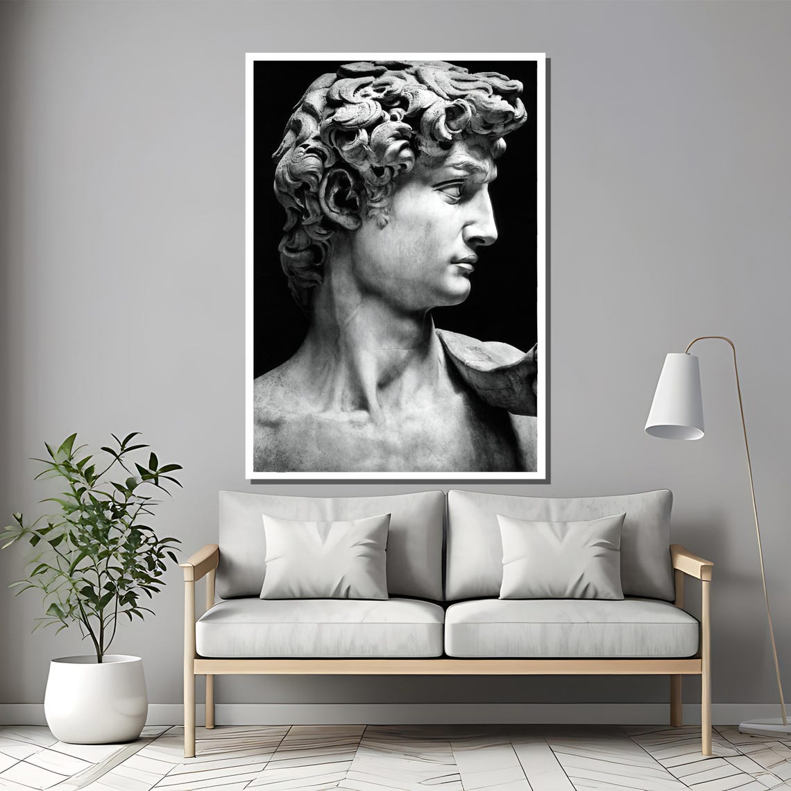 David Head Black White Classical Sculpture Marble Art Poster - Image 2