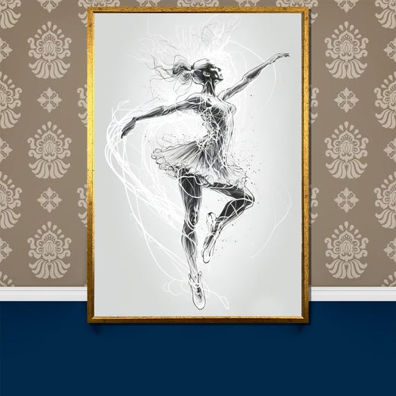Elegant Ballet Energy Painting Dynamic Modern Wall Art Gift For Dancers And Stylish Home Decor Accents