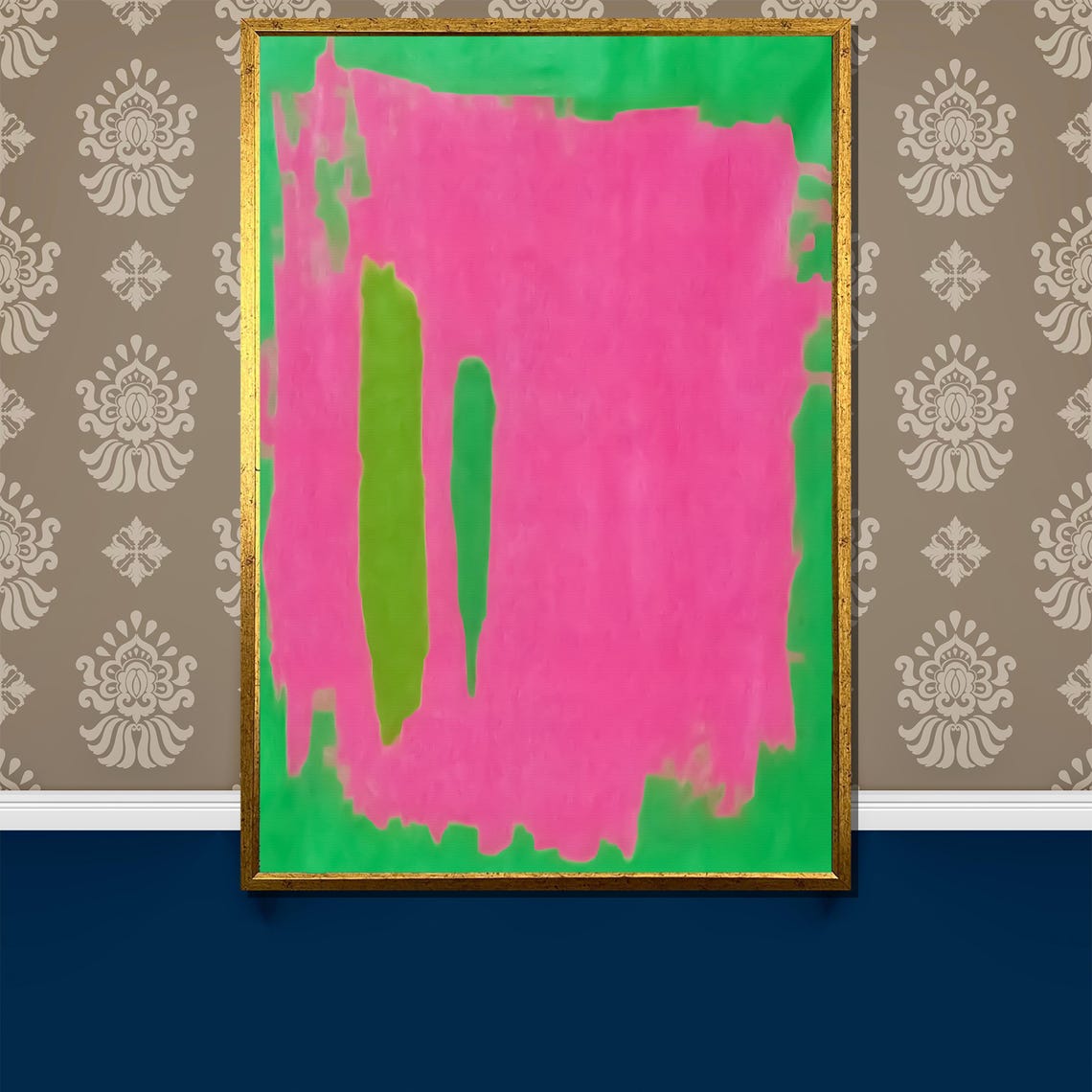 Hot Pink and Green Abstract Color Field Bold Modern Art Poster