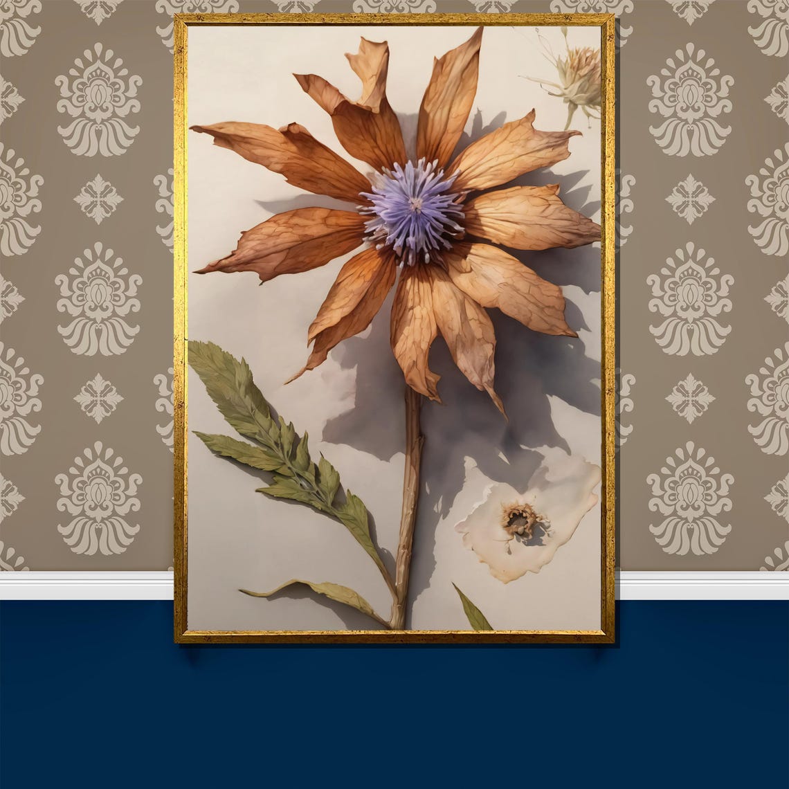 Rustic Dried Flower Pressed Botanical Copper Tones Nature Poster