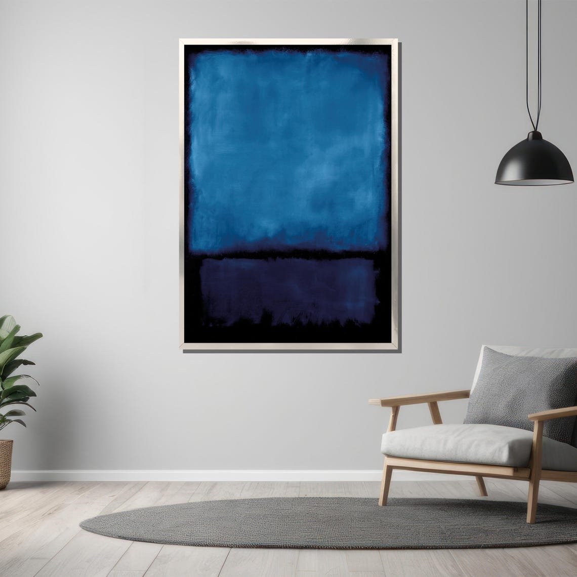 Rich Cobalt And Midnight Blue Serene Calm Color Field Art Poster - Image 3