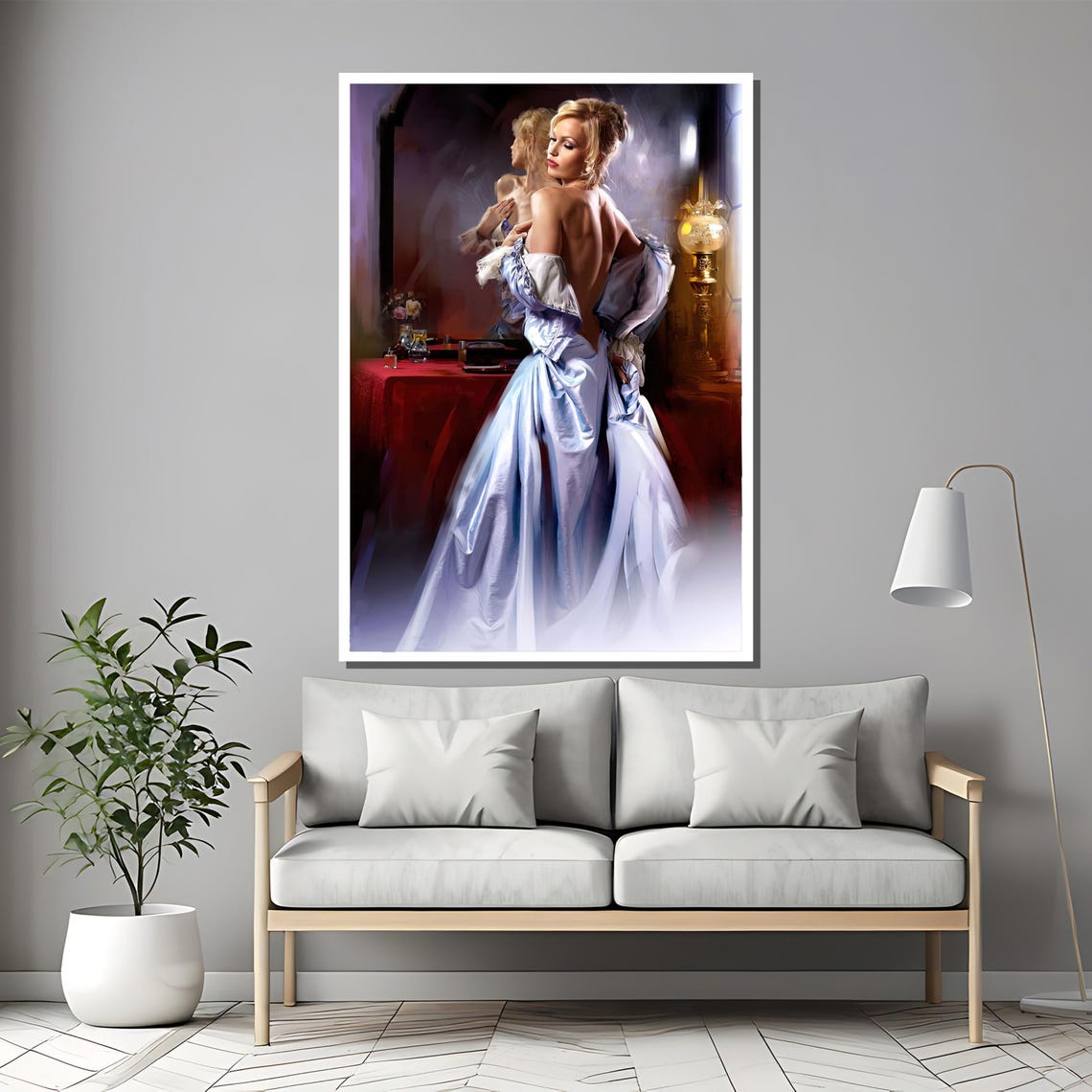 Victorian Lady In Ice Blue Gown Romantic Classic Beauty Poster - Image 2