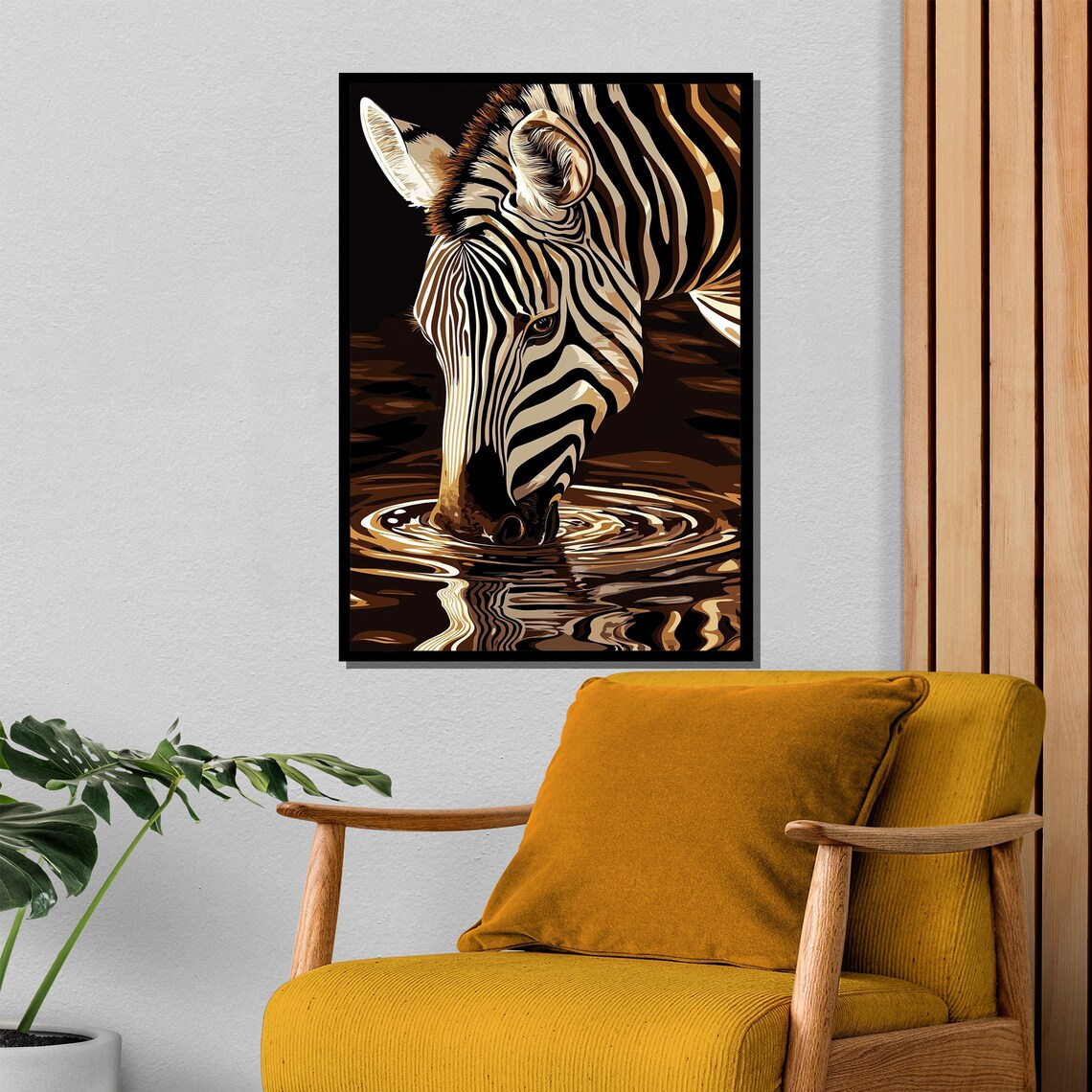 Zebra Modern Wildlife Art Print, Black and White - Image 4