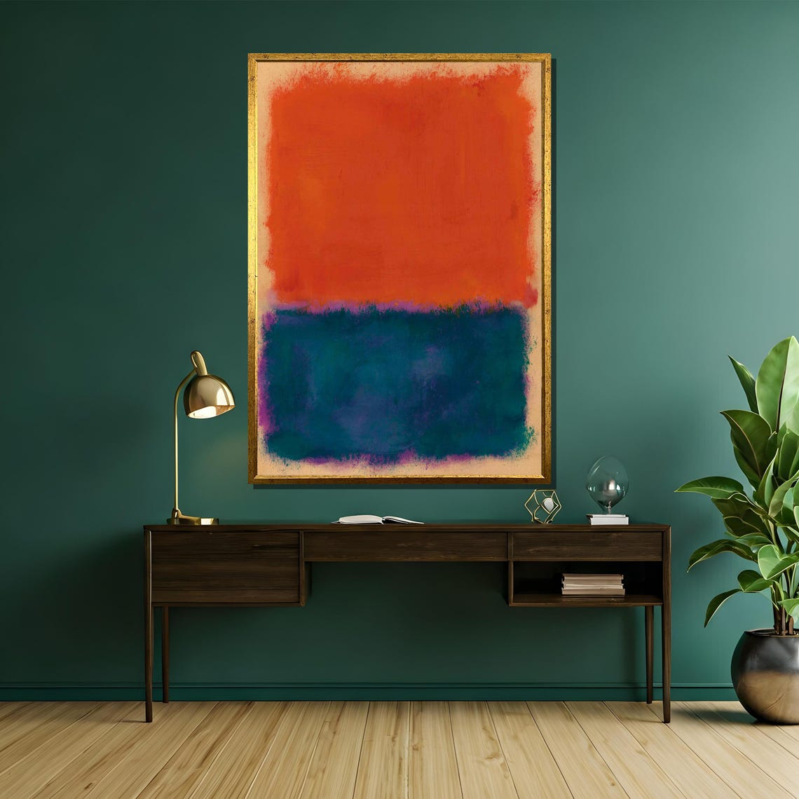 Rothko Style Deep Orange And Teal Layers Color Field Abstract Poster - Image 5