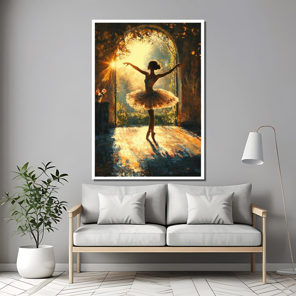 Ballerina In Golden Light Arched Garden Doorway Ballet Art Poster - Image 2