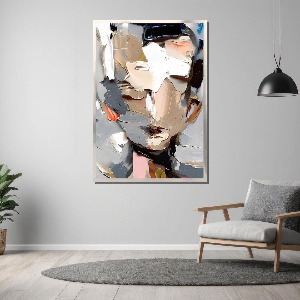 Abstract Expressionist Face Portrait, Modern Textured Art Print - Image 3
