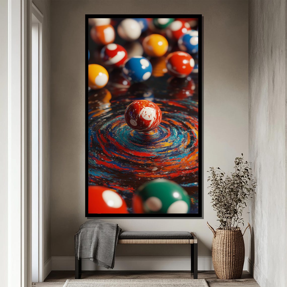 Abstract Billiards Painting Monet Inspired Pool Ball Art Swirling Colorful Game Room Decor Vibrant Impressionist Wall Print Gift - Image 4