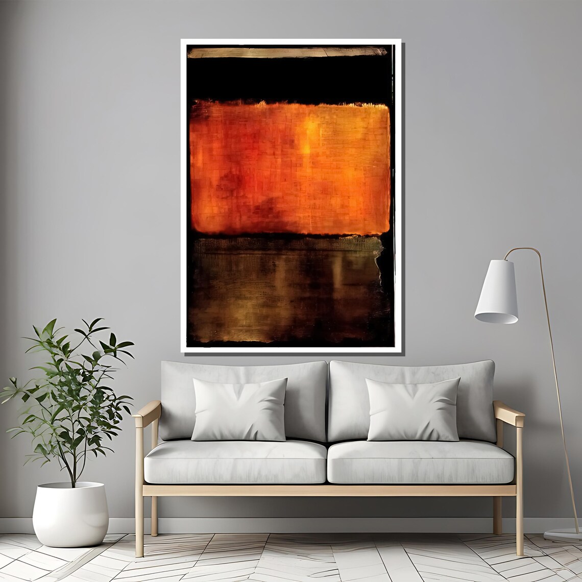 Mark Rothko Fiery Orange And Deep Brown Abstract Painting Striking Gift For Modern Interiors - Image 2