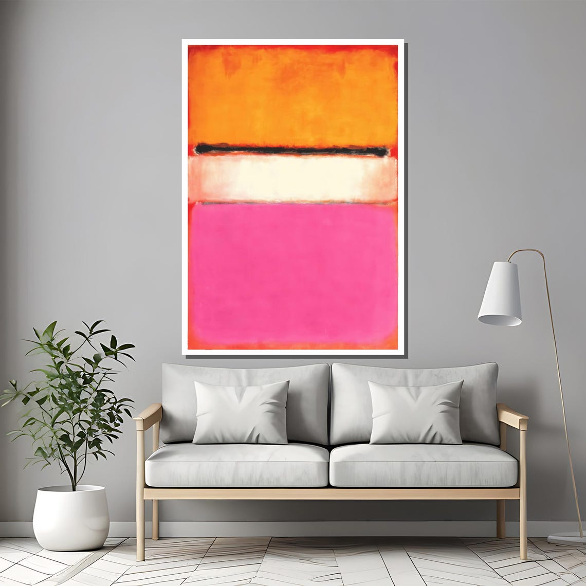 Rothko-Style Bright Pink Orange Soft Block Color-Field Art Poster - Image 2