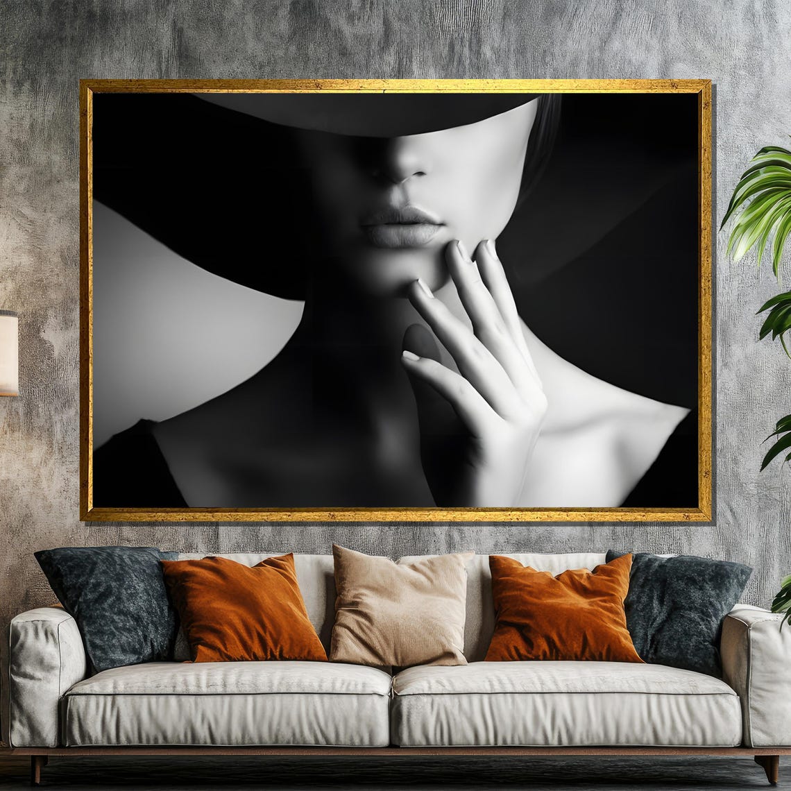 Elegant Black And White Mystery Woman Hollywood Glamour Poster