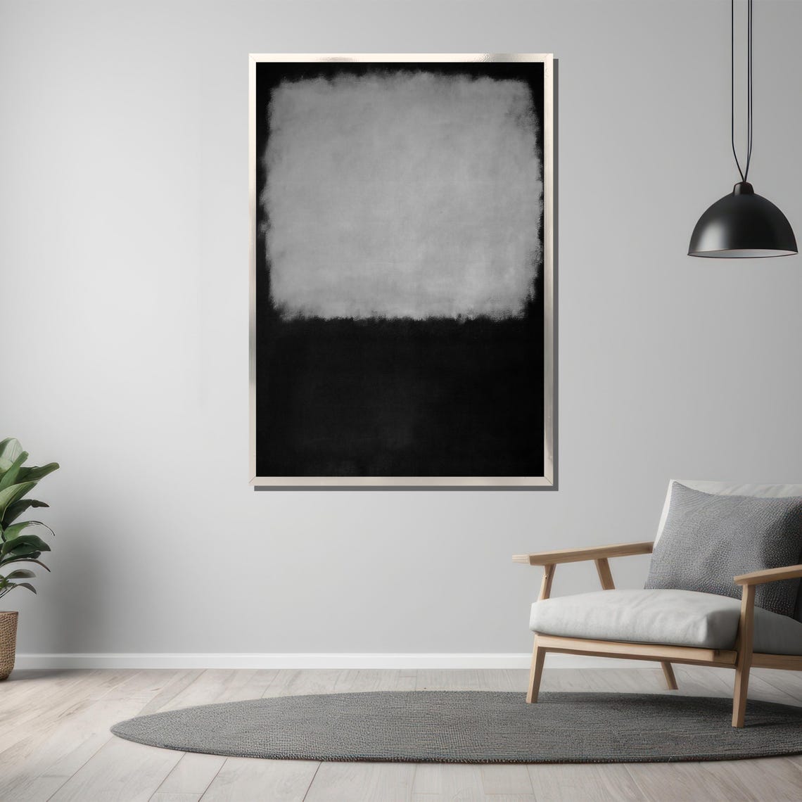 Rothko Style Black And White Minimalist Color Field Abstract Poster - Image 3