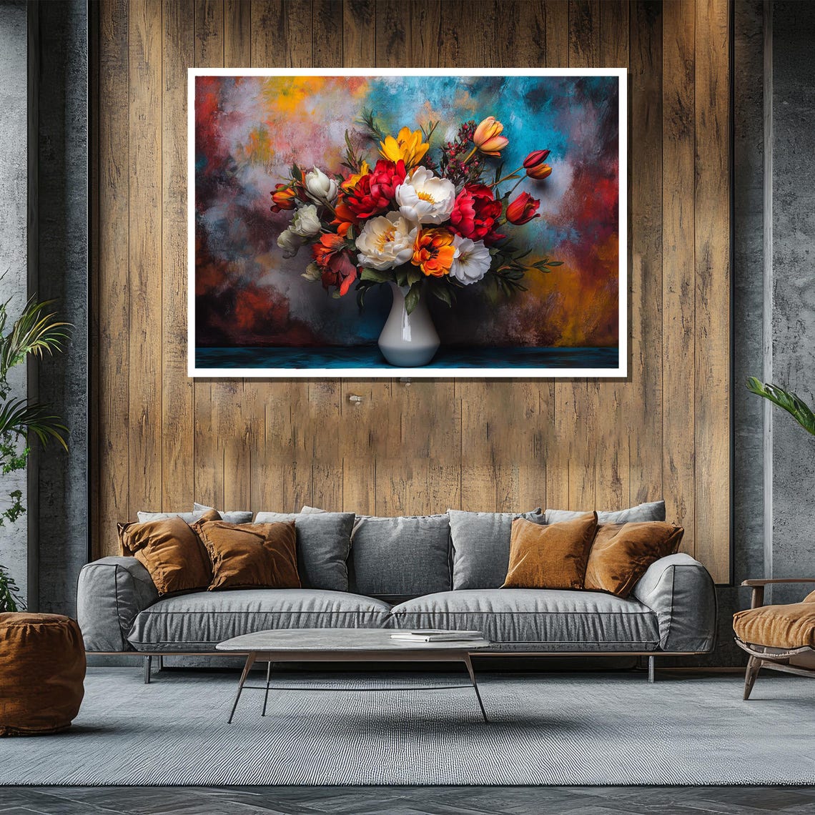 Colorful Flower Bouquet In White Vase Vibrant Still Life Poster - Image 2