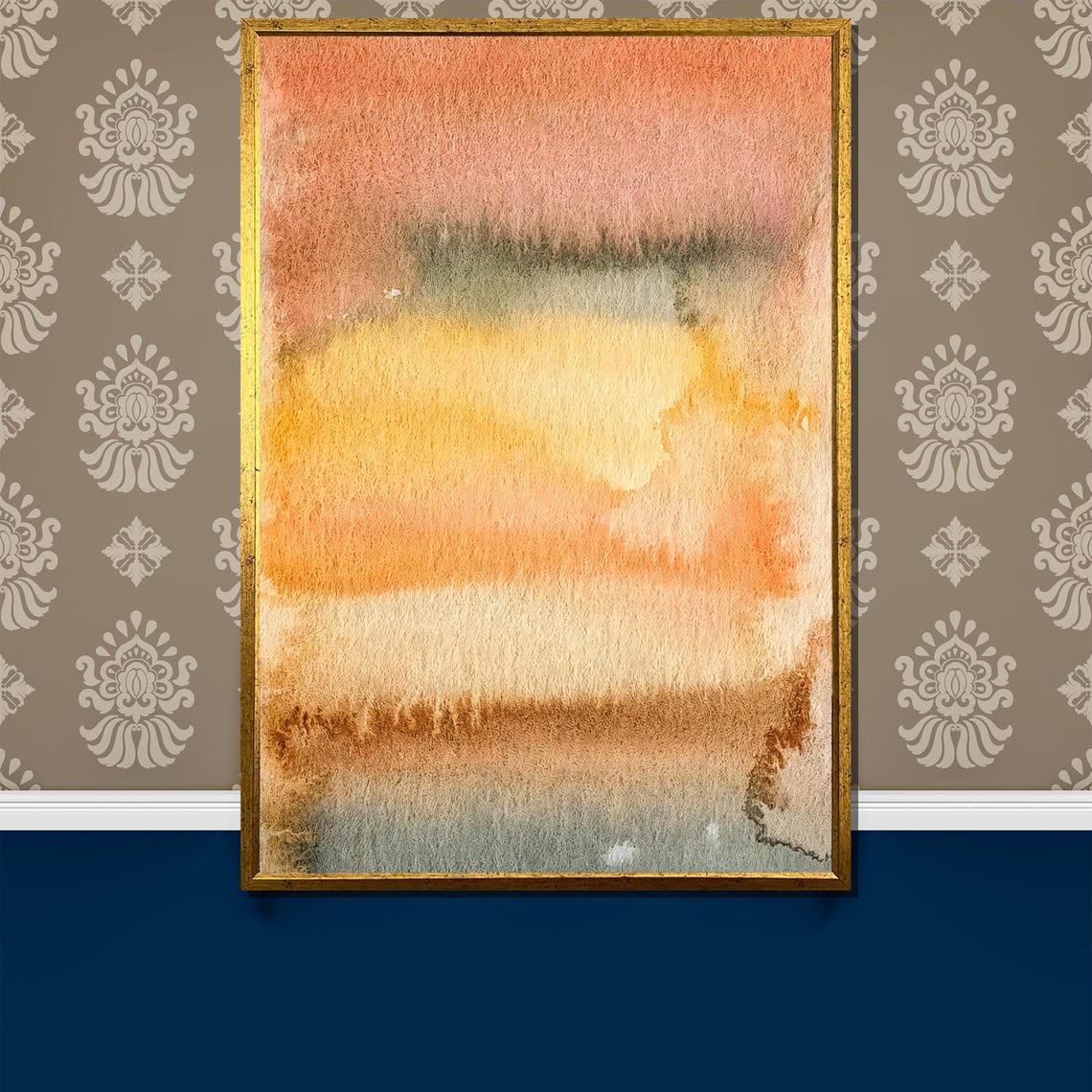 Warm Sunset Watercolor Wash Coral Amber Abstract Gradient Poster
