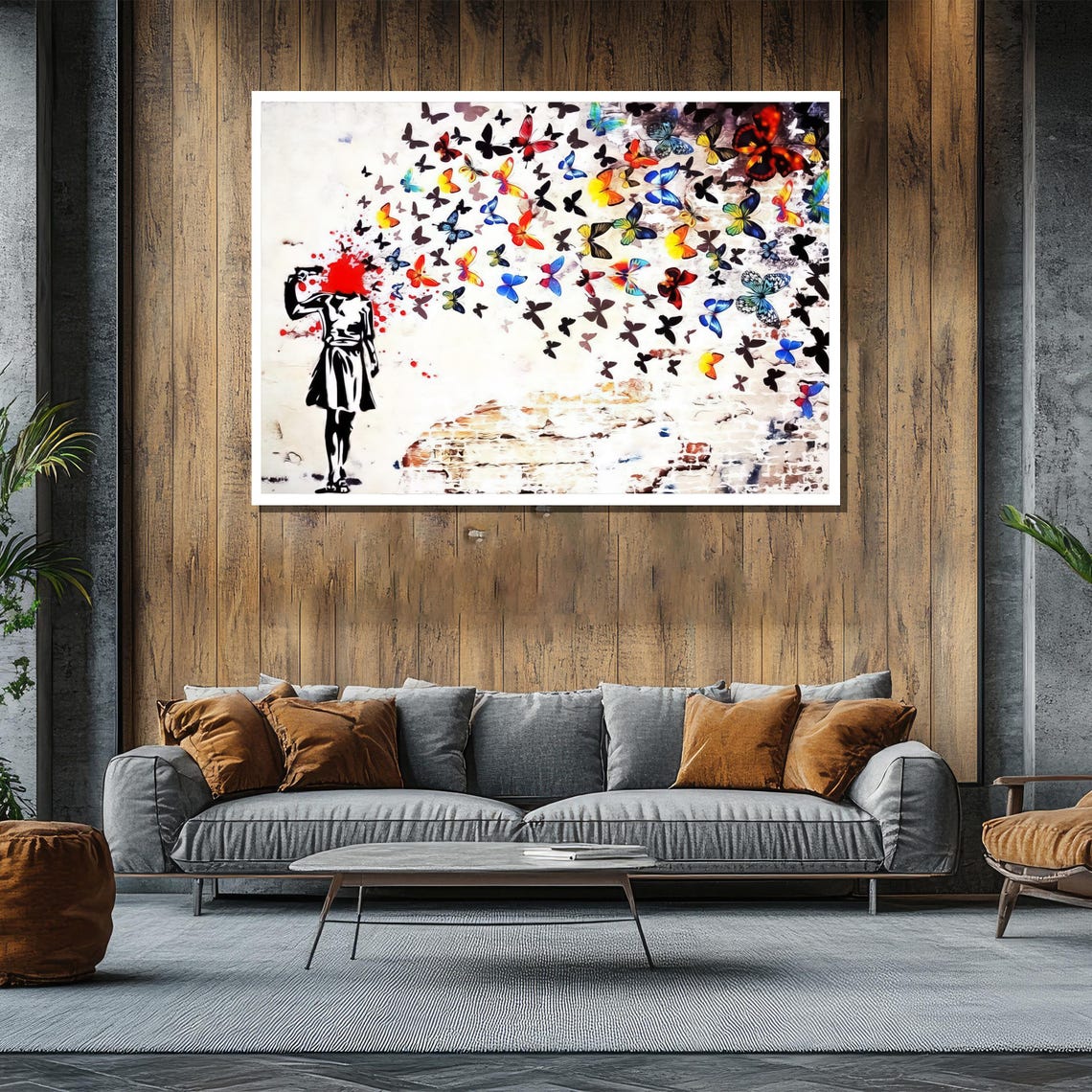 Graffiti Inspired Butterfly Explosion Painting Bold And Colorful Wall Art For Contemporary Spaces Ideal Artistic Gift - Image 2