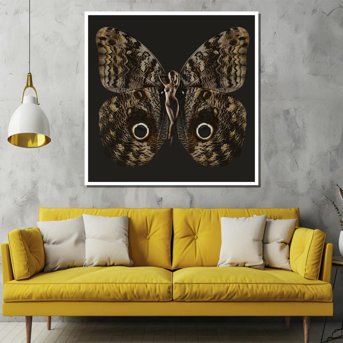 Surreal Owl Butterfly Woman with Eye Spots Dark Fantasy Poster - Image 2
