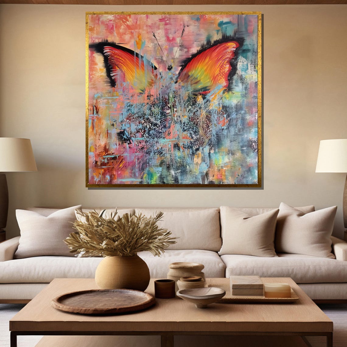 Colorful Abstract Butterfly With Fiery Red Wings Artwork Poster - Image 5