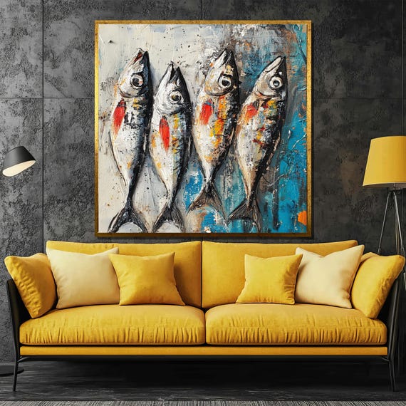 Rustic Fish Painting Coastal Wall Art Gift For Fishermen And Nautical Decor Enthusiasts Perfect Painting Gift
