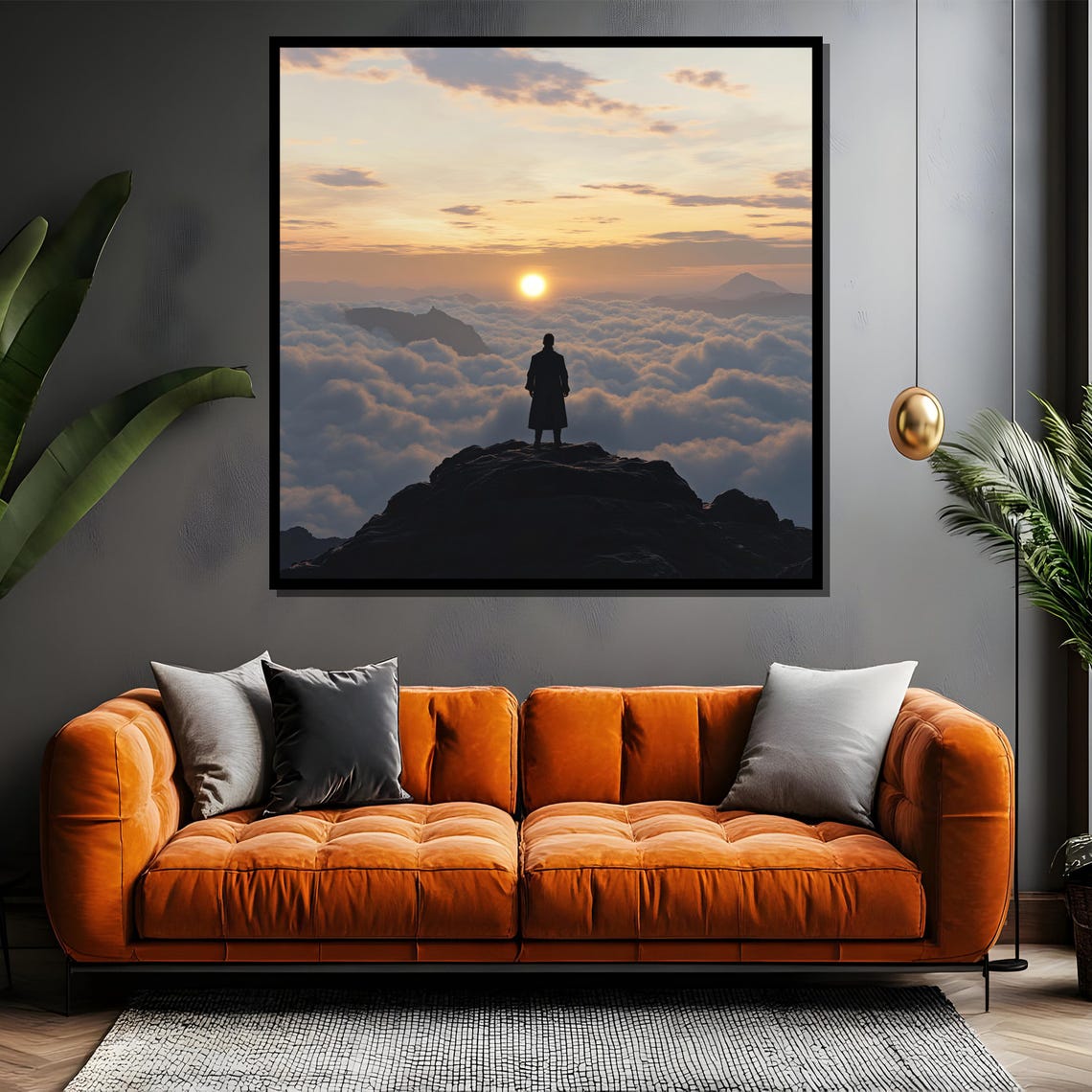 Wanderer Above The Clouds Painting Majestic Sunset Mountain Art Inspirational Landscape Decor Gift For Dreamers - Image 4