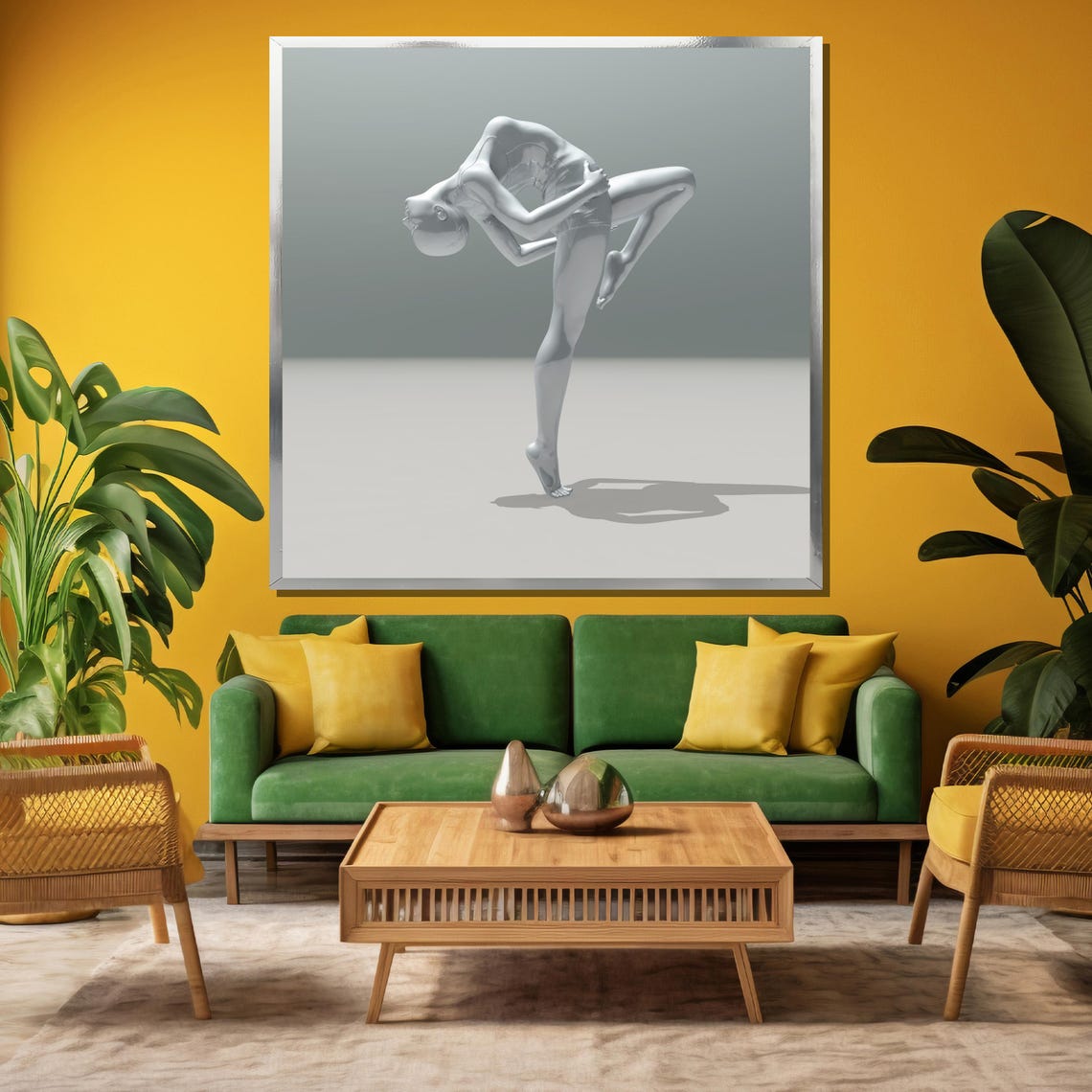Minimalist White Ballerina Sculpture Bending Pose Wall Poster - Image 3