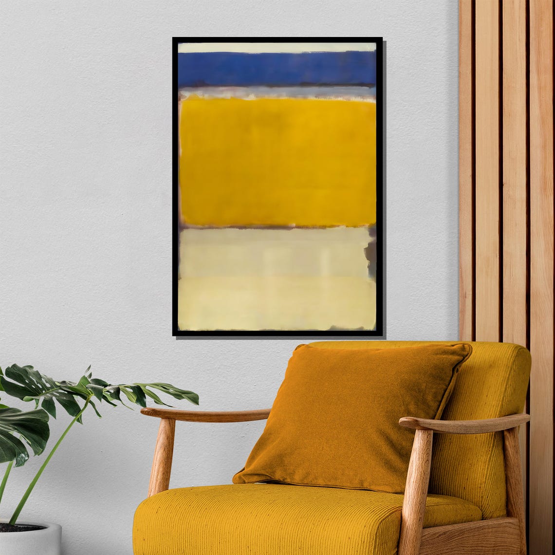Rothko Style Blue Yellow And Cream Color Field Abstract Poster - Image 4