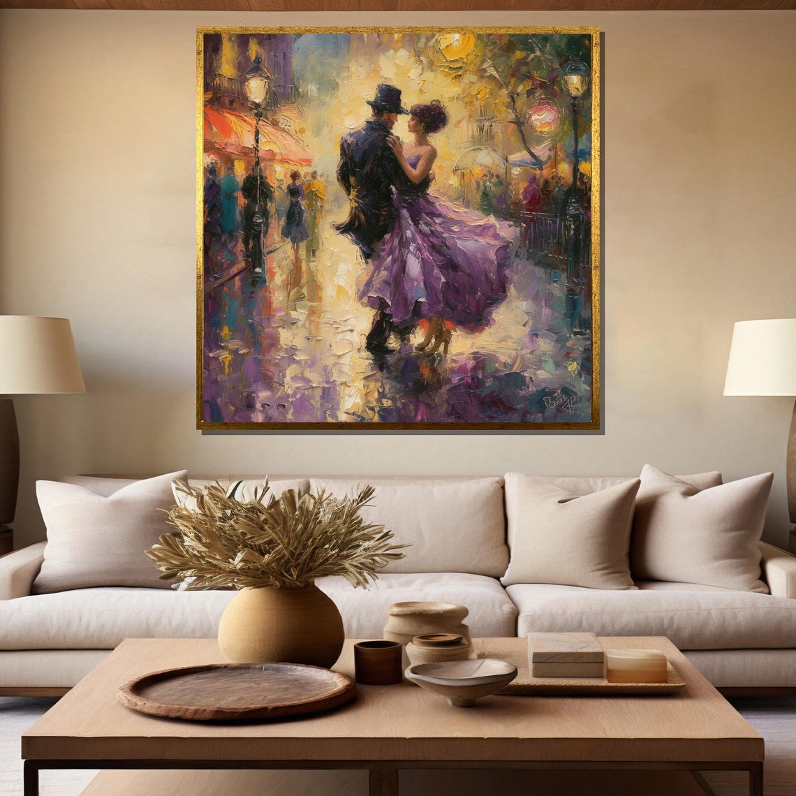 Romantic Couple Dancing Under Streetlights Night City Poster - Image 5
