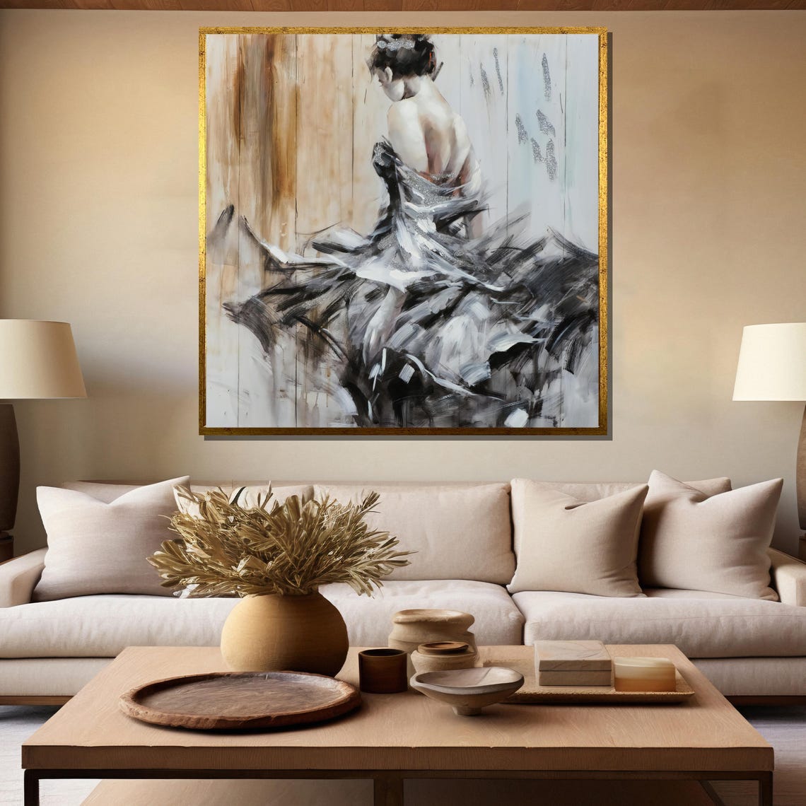 Abstract Monochrome Woman Figure Flowing Brushstroke Art Poster - Image 5