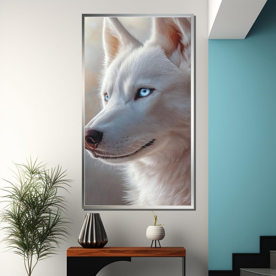 Arctic Blue White Husky Portrait With Piercing Blue Eyes Poster - Image 3