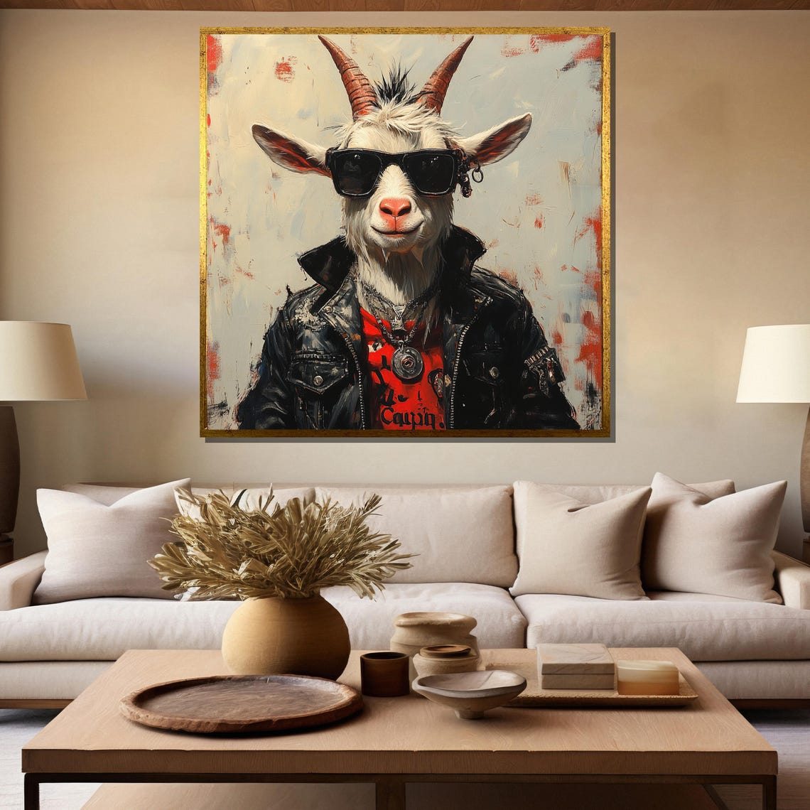 Rebel Yell Punk Rock Goat in Sunglasses and Leather Jacket Poster - Image 5