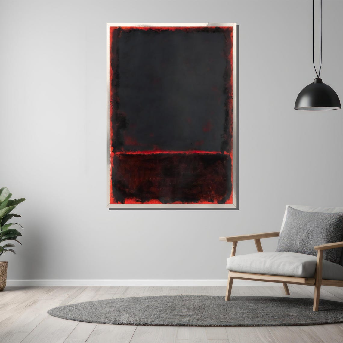 Rothko-Style Dark Red Black Moody Color-Field Abstract Poster - Image 3