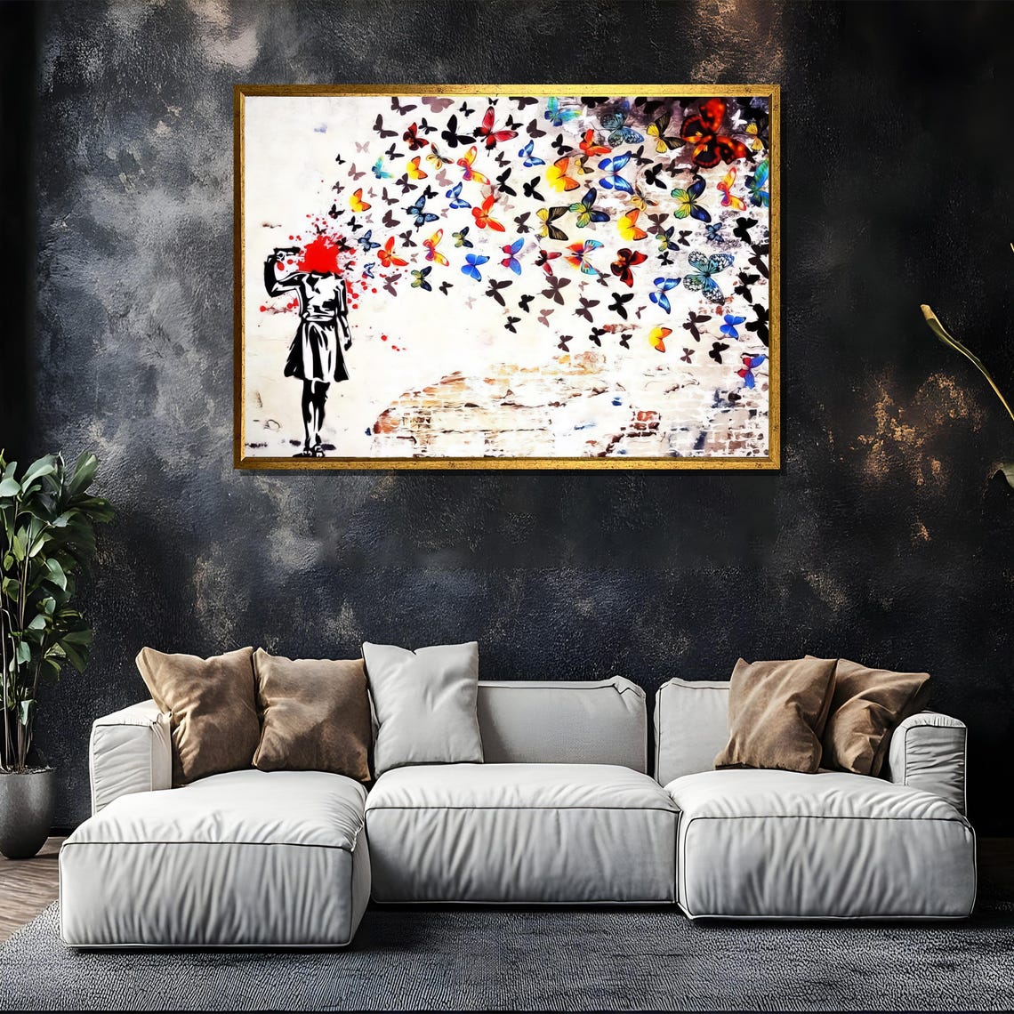 Graffiti Inspired Butterfly Explosion Painting Bold And Colorful Wall Art For Contemporary Spaces Ideal Artistic Gift - Image 5